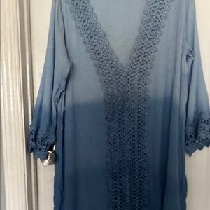 Blue Lace Trim Tunic